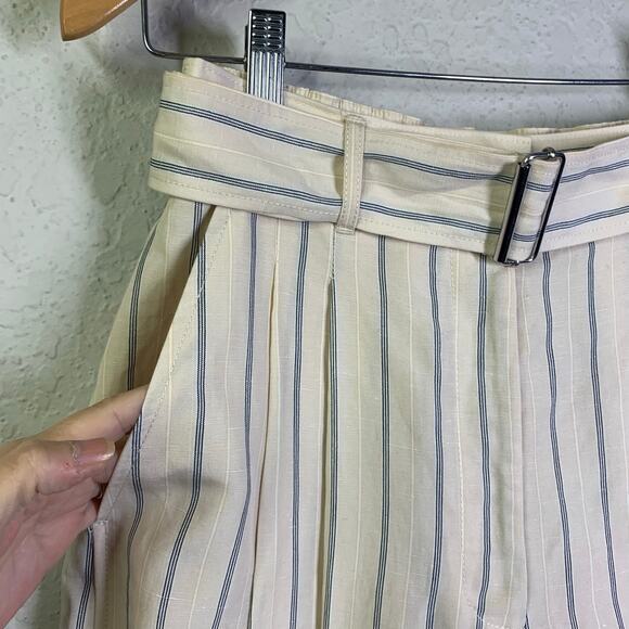 CLUB MONACO PANT STRIPED A-LINED HIGH WAISTED WIDE LEG CULOTTES CROP CREAM PANT - Picture 10 of 16